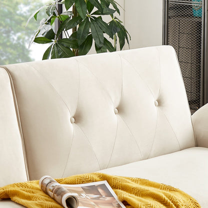 Canapé-lit futon moderne, canapé-lit convertible avec pieds fuselés en bois, 78,35 l, petit canapé à dossier divisé pour salon