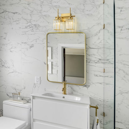 Applique murale moderne dorée à intensité variable, style cylindre glamour pour salle de bain, en cristal, pour meuble-lavabo