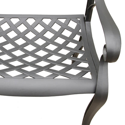 Ensemble de salle à manger d'extérieur moderne et orné en aluminium maillé, grand format hexagonal de 160 cm, avec plateau tournant et six chaises - N/A