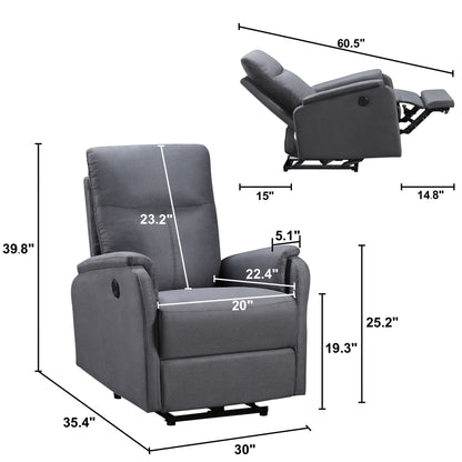 Fauteuil inclinable électrique moderne avec port USB, support complet de la tête et des lombaires