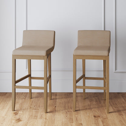 Tabouret de bar moderne Gracie, chaise rembourrée en boucle et pieds en bois brossé