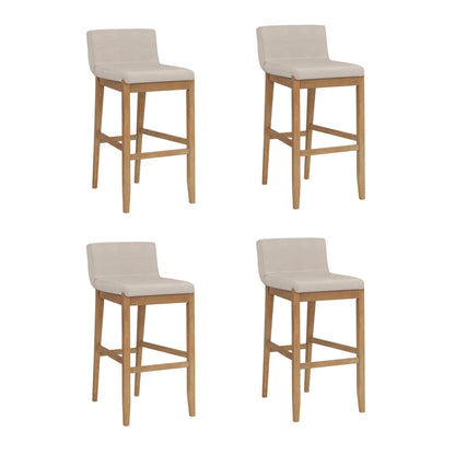 Tabouret de bar moderne Gracie, chaise rembourrée en boucle et pieds en bois brossé