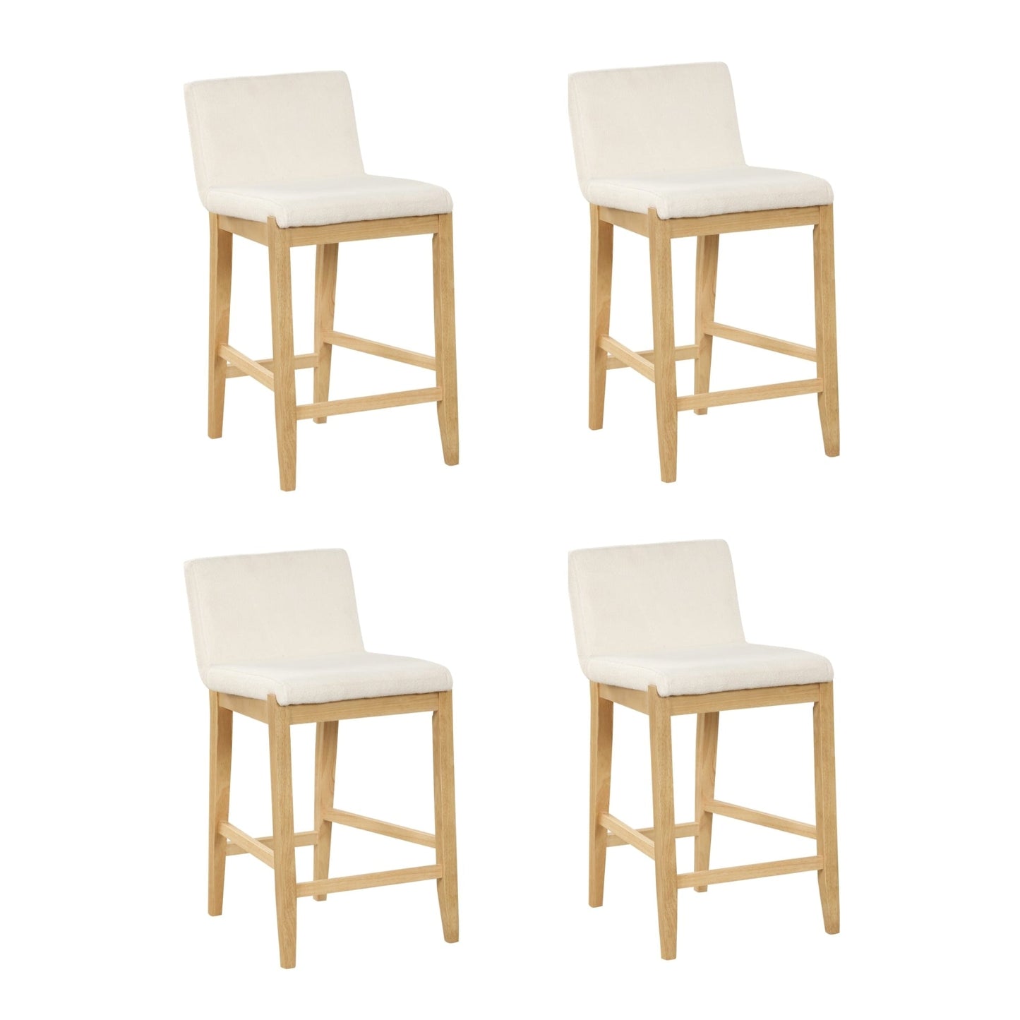 Tabouret de bar moderne Gracie, chaise rembourrée en boucle et pieds en bois brossé