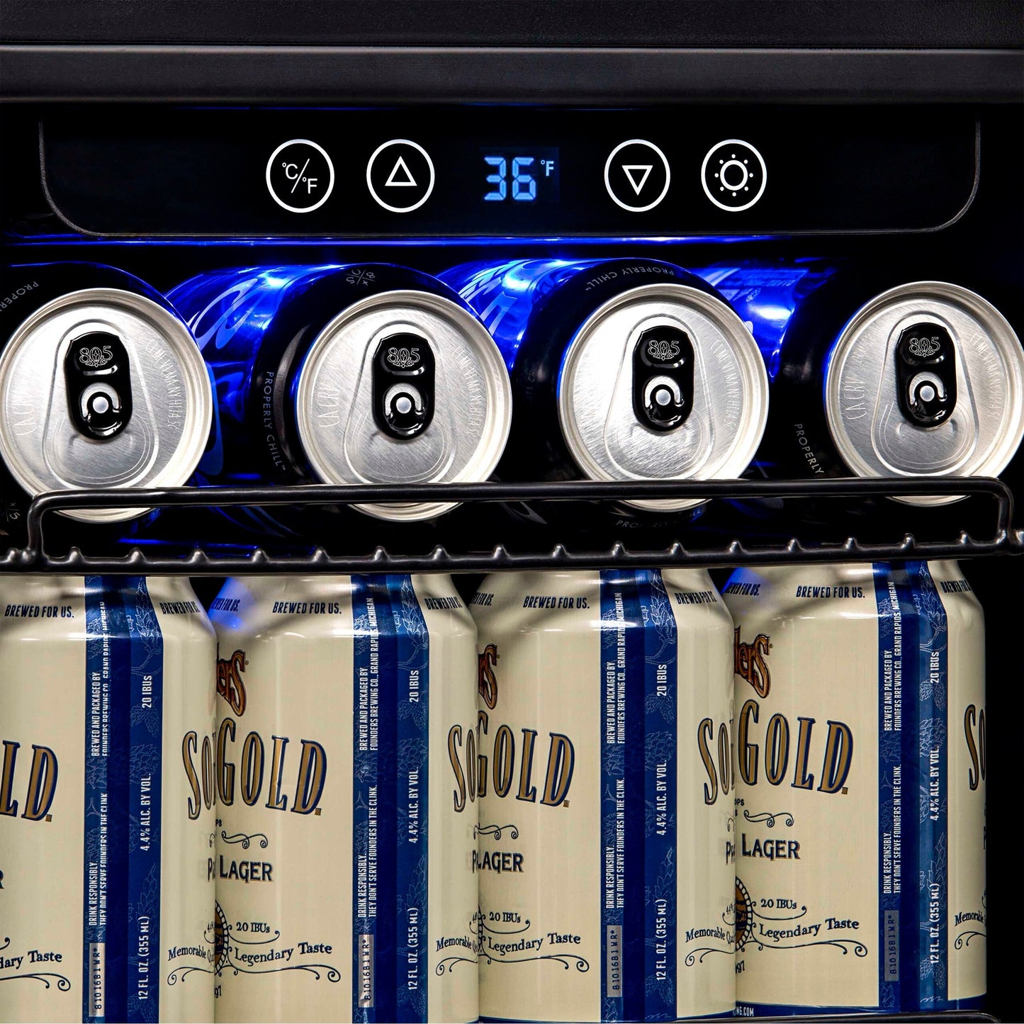 Réfrigérateur à boissons encastré Newair de 15 po, 96 canettes, en acier inoxydable, avec commandes de température et étagères réglables
