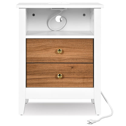 Ensemble de 2 tables de chevet avec station de charge Table d'appoint avec 2 tiroirs avec ports et prises USB Table de chevet