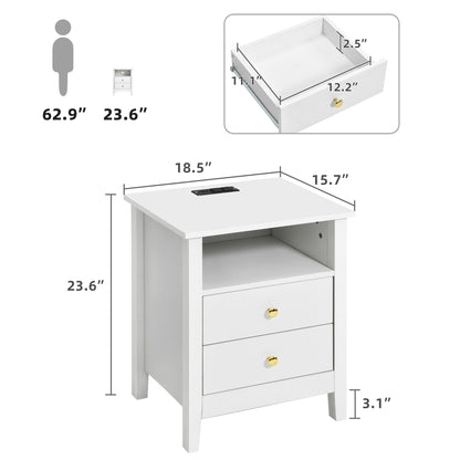 Ensemble de 2 tables de chevet avec station de charge Table d'appoint avec 2 tiroirs avec ports et prises USB Table de chevet