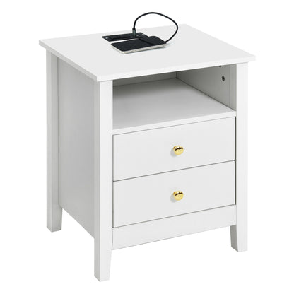 Ensemble de 2 tables de chevet avec station de charge Table d'appoint avec 2 tiroirs avec ports et prises USB Table de chevet