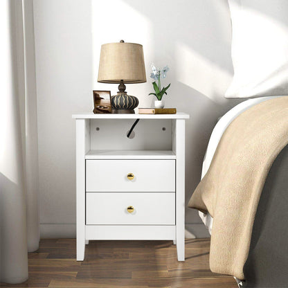 Ensemble de 2 tables de chevet avec station de charge Table d'appoint avec 2 tiroirs avec ports et prises USB Table de chevet