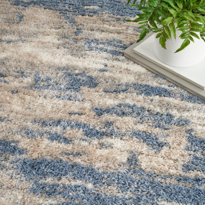 Tapis Nourison luxueux à poils longs et ultra moelleux, style abstrait glamour
