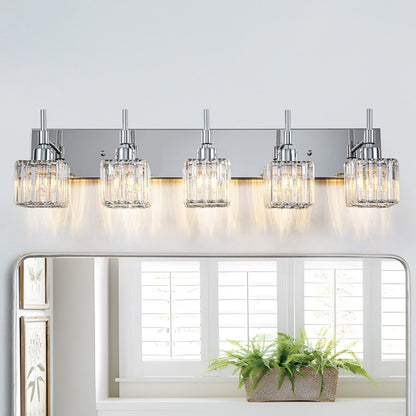 Luminaires de salle de bain en cristal à intensité variable Ora Modern sur miroir Glam Vanity Lights