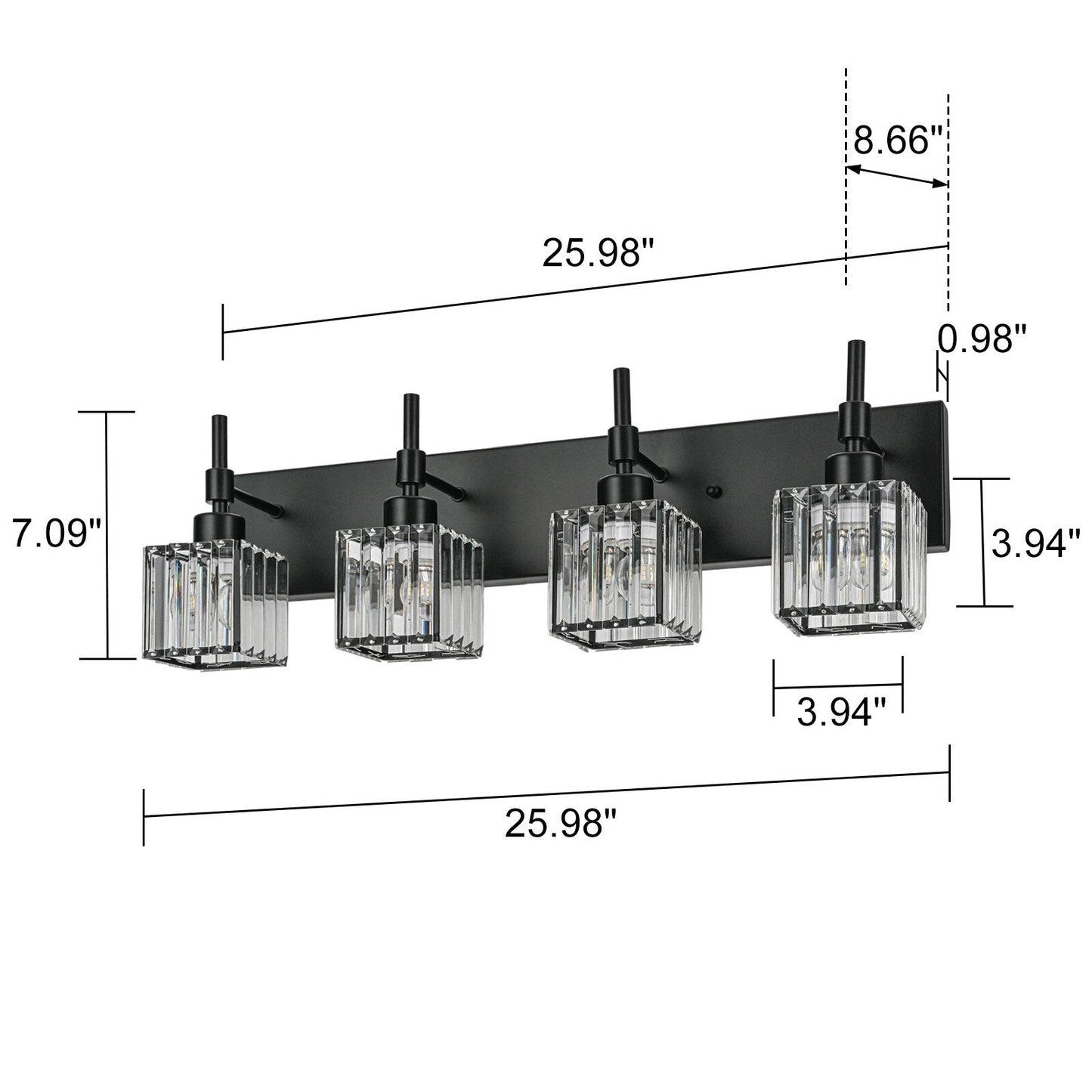 Luminaires de salle de bain en cristal à intensité variable Ora Modern sur miroir Glam Vanity Lights