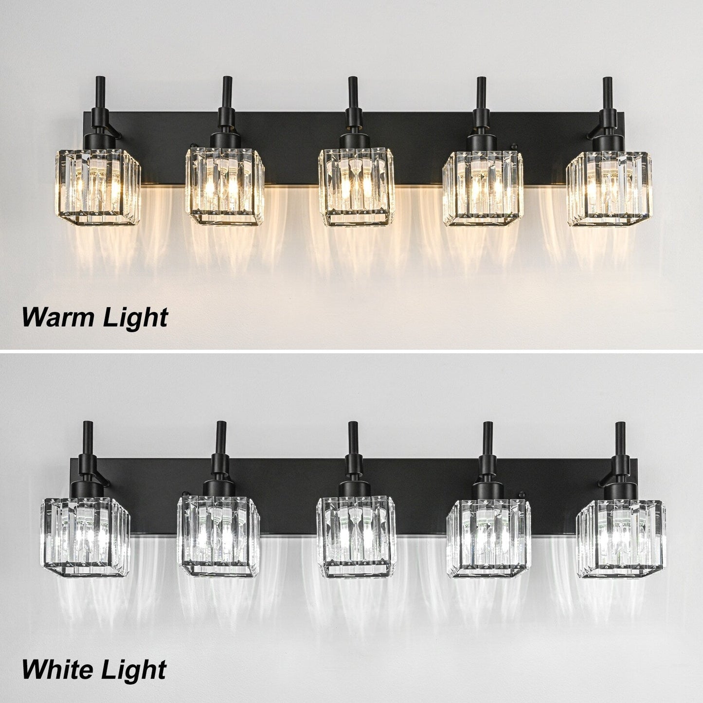 Luminaires de salle de bain en cristal à intensité variable Ora Modern sur miroir Glam Vanity Lights