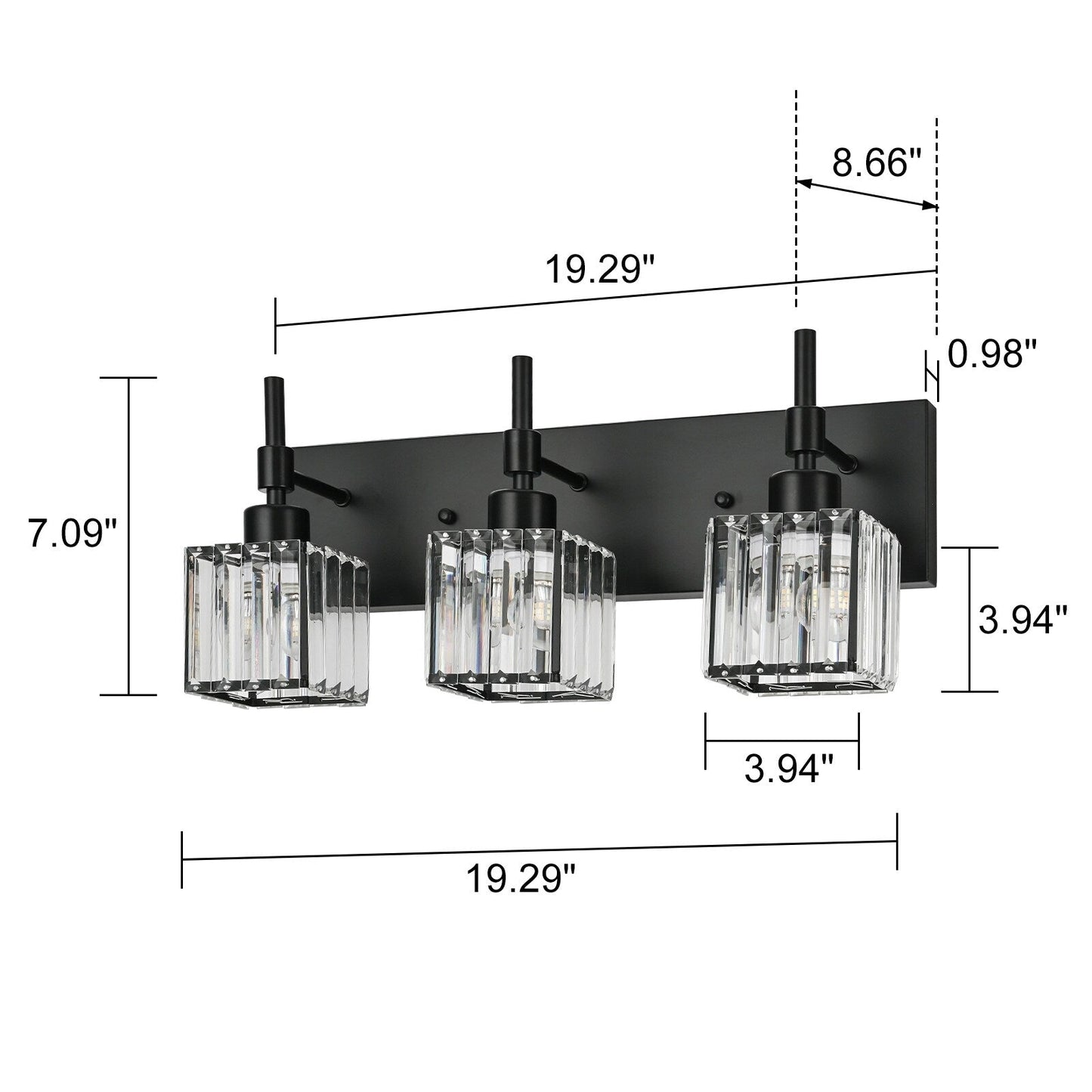 Luminaires de salle de bain en cristal à intensité variable Ora Modern sur miroir Glam Vanity Lights