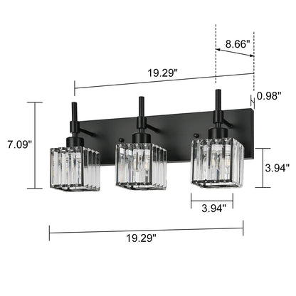 Luminaires de salle de bain en cristal à intensité variable Ora Modern sur miroir Glam Vanity Lights