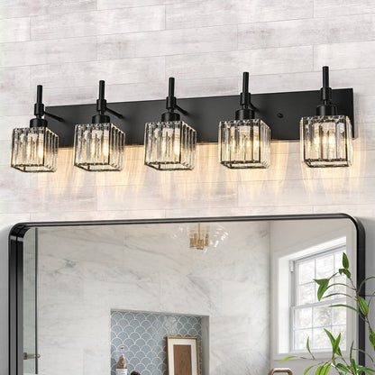Luminaires de salle de bain en cristal à intensité variable Ora Modern sur miroir Glam Vanity Lights