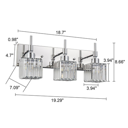 Luminaires de salle de bain en cristal à intensité variable Ora Modern sur miroir Glam Vanity Lights