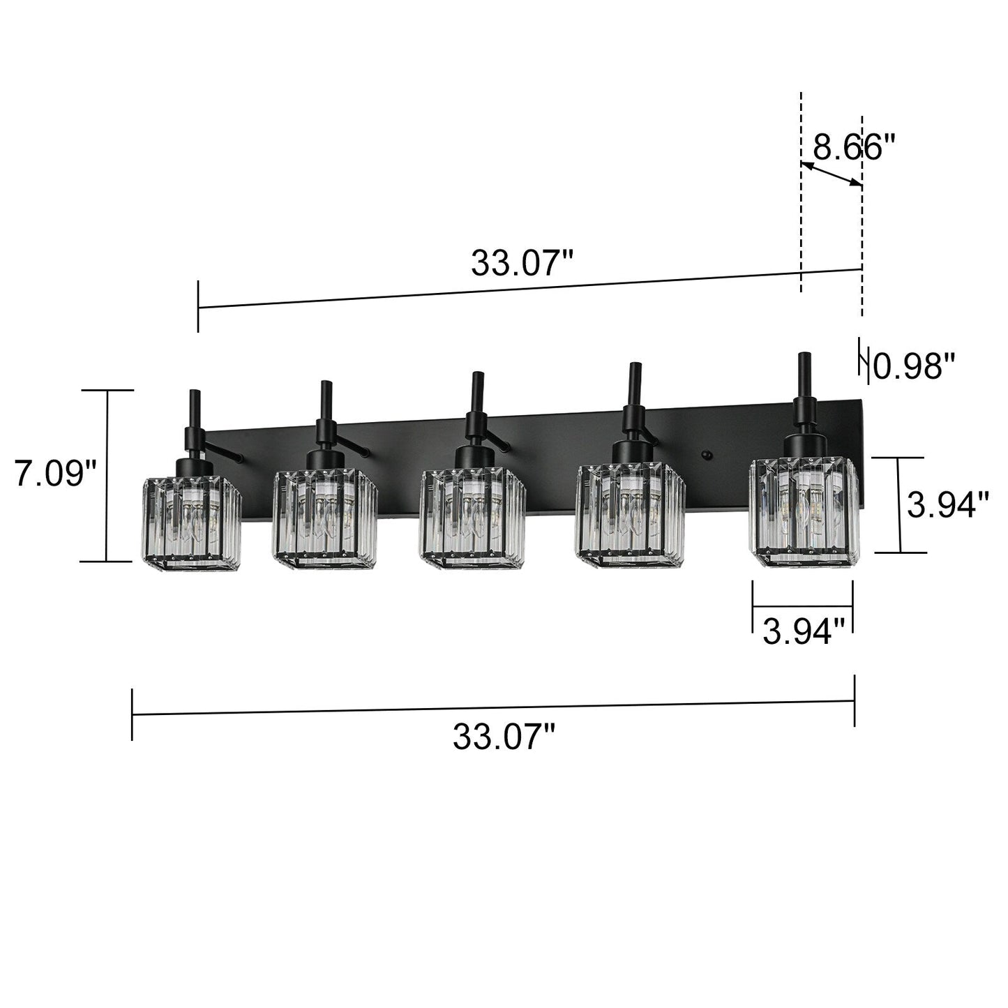 Luminaires de salle de bain en cristal à intensité variable Ora Modern sur miroir Glam Vanity Lights