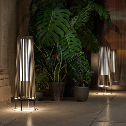 Lot de 2 lampes solaires d'extérieur en osier, résistantes aux intempéries, idéales pour terrasse, porche, cour ou jardin.