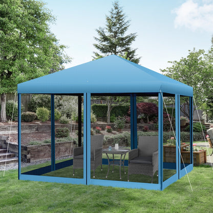 Auvent pop-up robuste Outsunny 10' x 10' avec filet latéral en maille amovible, conception d'installation facile, événement de fête en plein air