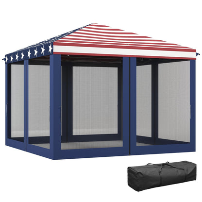 Auvent pop-up robuste Outsunny 10' x 10' avec filet latéral en maille amovible, conception d'installation facile, événement de fête en plein air