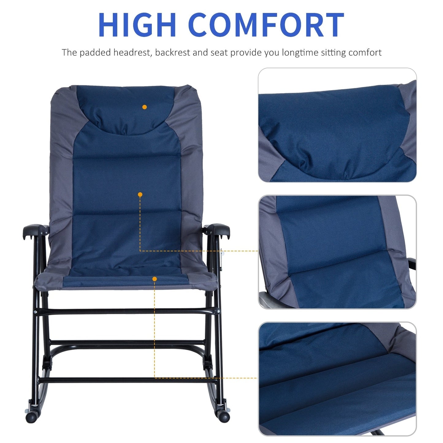 Ensemble de chaises à bascule pliantes Outsunny avec siège et dossier rembourrés, oreiller