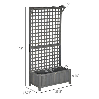 Jardinière en bois Outsunny avec treillis, plate-bande surélevée pour plantes grimpantes avec trous de drainage et toit