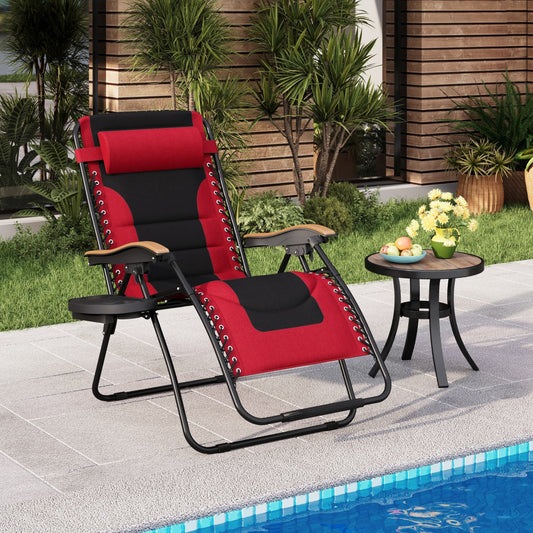 Fauteuil de salon surdimensionné XL rembourré à gravité zéro, accoudoirs larges, inclinable et réglable avec porte-gobelet - N/A