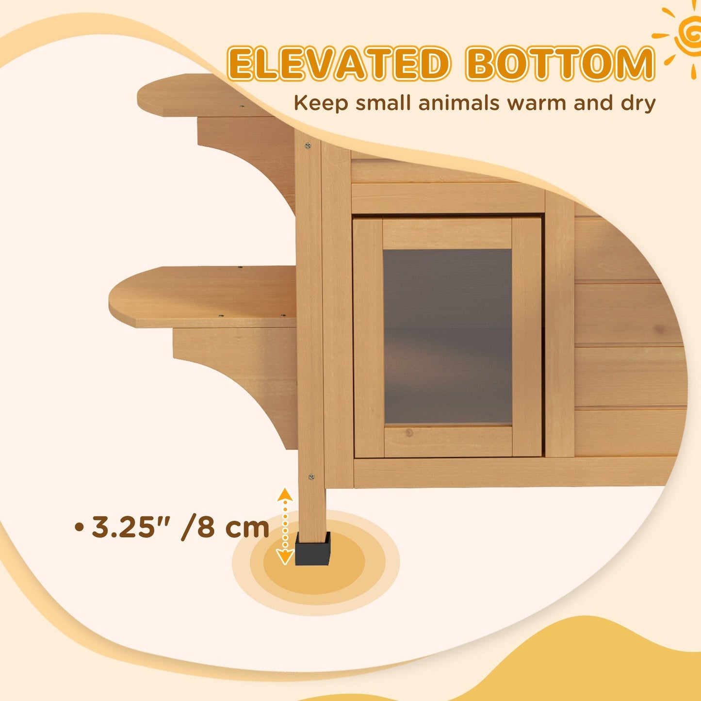 Maison pour chat d'extérieur PawHut en bois de sapin à deux étages, abri pour chats sauvages en bois avec toit en asphalte ouvrable pour intérieur/extérieur, blanc/gris