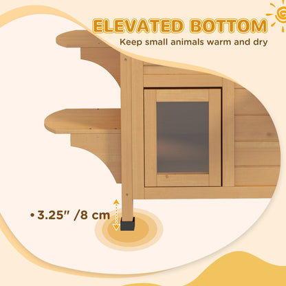 Maison pour chat d'extérieur PawHut en bois de sapin à deux étages, abri pour chats sauvages en bois avec toit en asphalte ouvrable pour intérieur/extérieur, blanc/gris