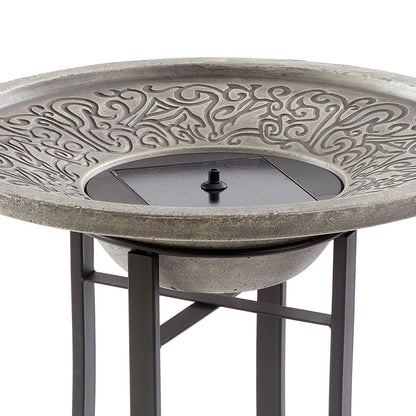 Bain d'oiseaux Perello intelliSOLAR Light Cement avec télécommande - Gris vieilli