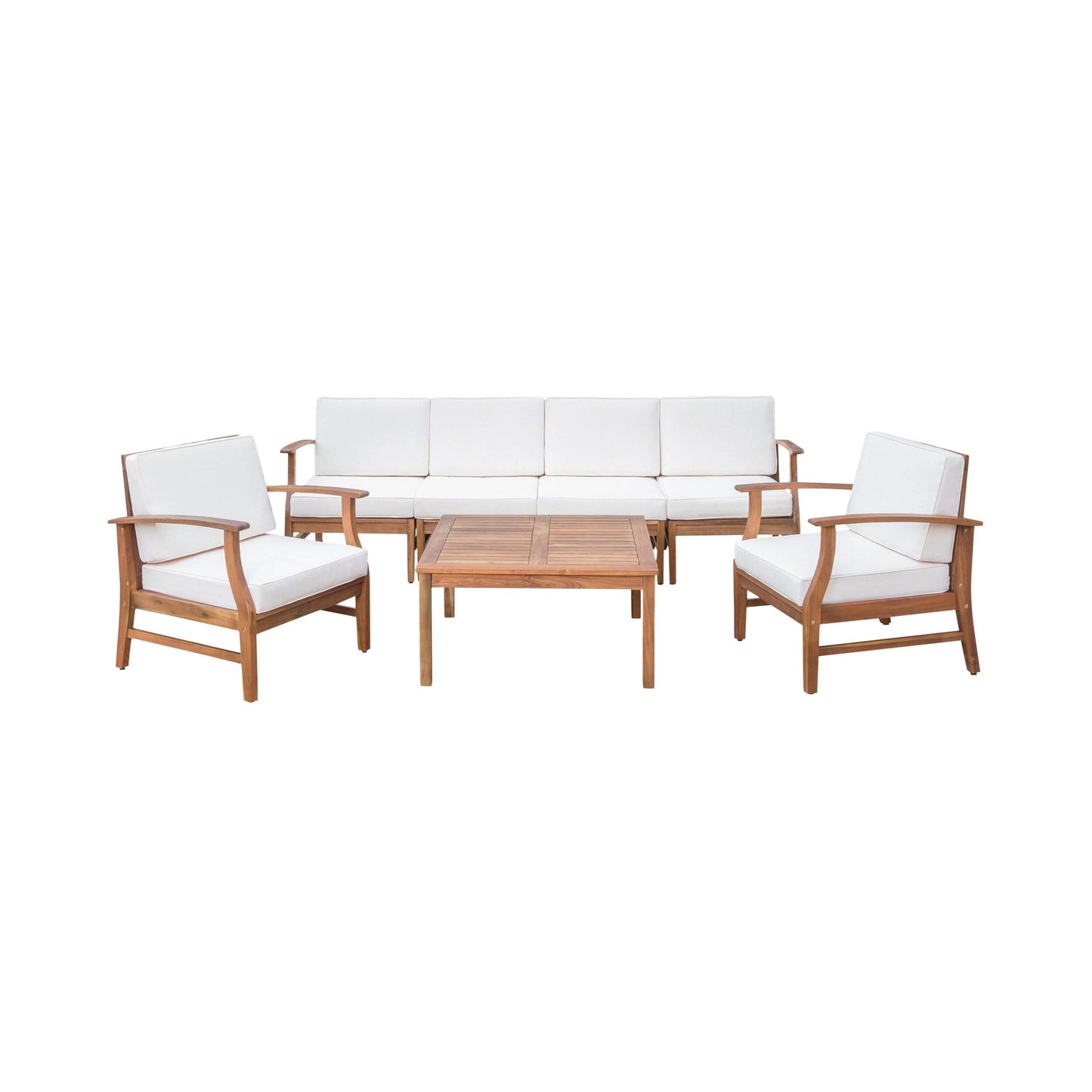 Ensemble de conversation d'extérieur 7 pièces en bois d'acacia Perla par Christopher Knight Home