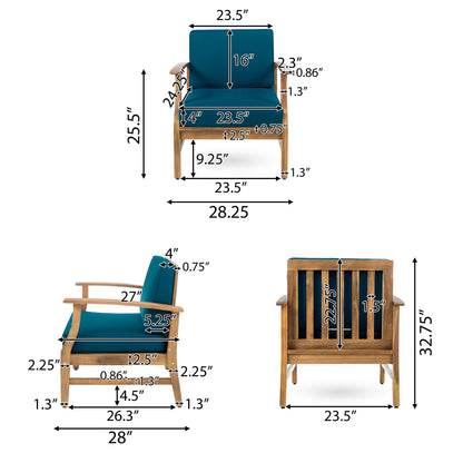 Ensemble de conversation d'extérieur 7 pièces en bois d'acacia Perla par Christopher Knight Home