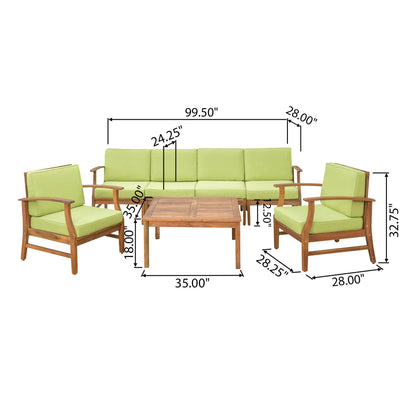 Ensemble de conversation d'extérieur 7 pièces en bois d'acacia Perla par Christopher Knight Home
