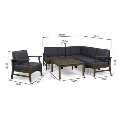 Ensemble de canapés d'extérieur Perla 7 pièces en bois d'acacia avec coussin par Christopher Knight Home