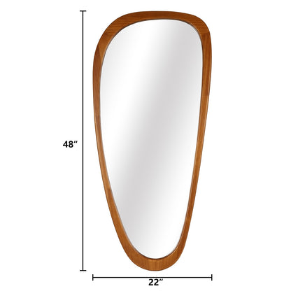 Miroir mural asymétrique en forme de pavé avec cadre en pin