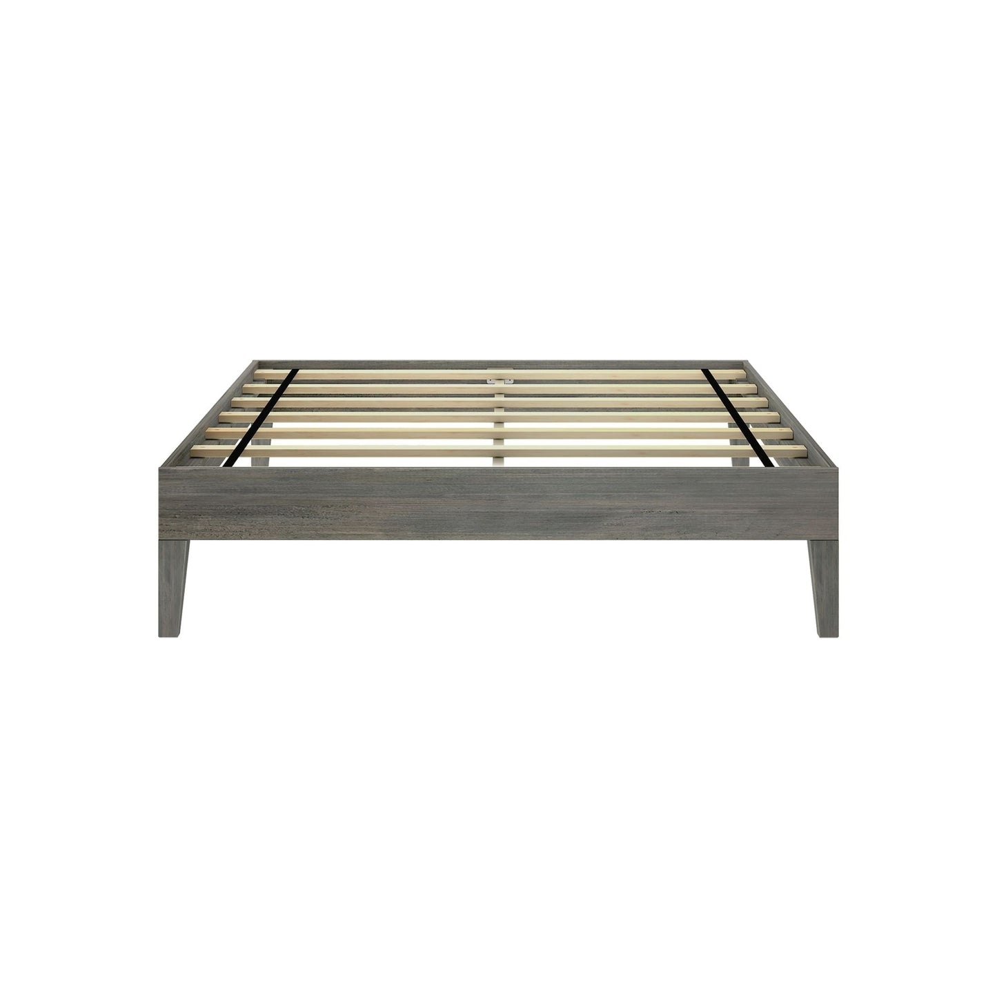 Lit plateforme pleine grandeur en planches et poutres