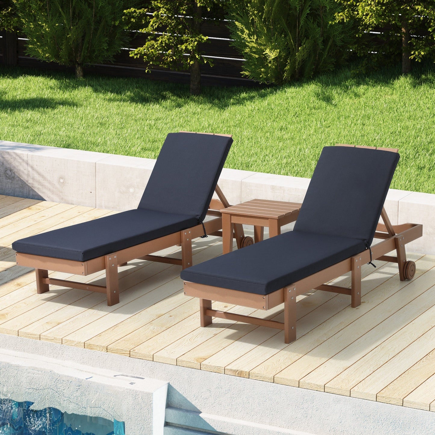Coussins de chaise longue d'extérieur Polytrends résistants à la décoloration et toutes saisons (lot de 2)