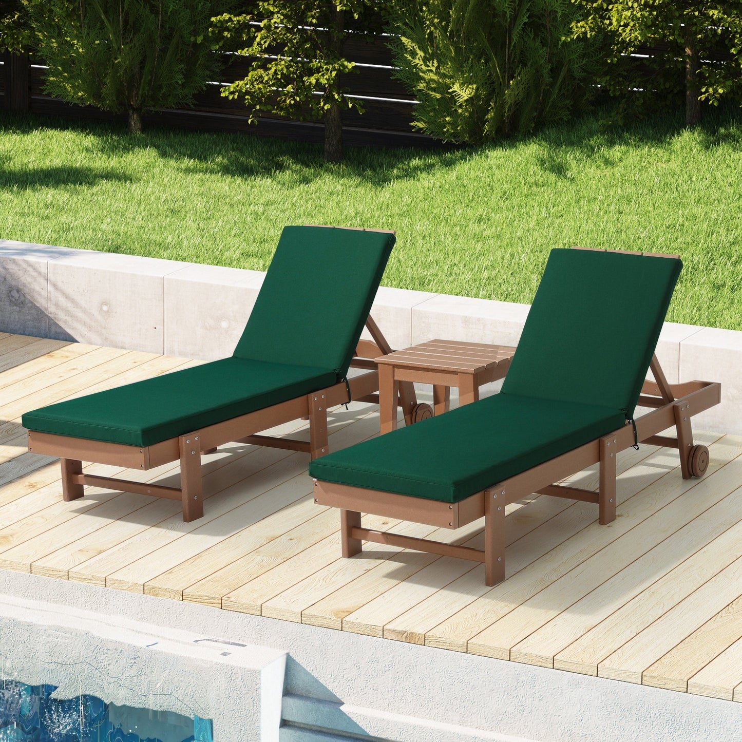Coussins de chaise longue d'extérieur Polytrends résistants à la décoloration et toutes saisons (lot de 2)