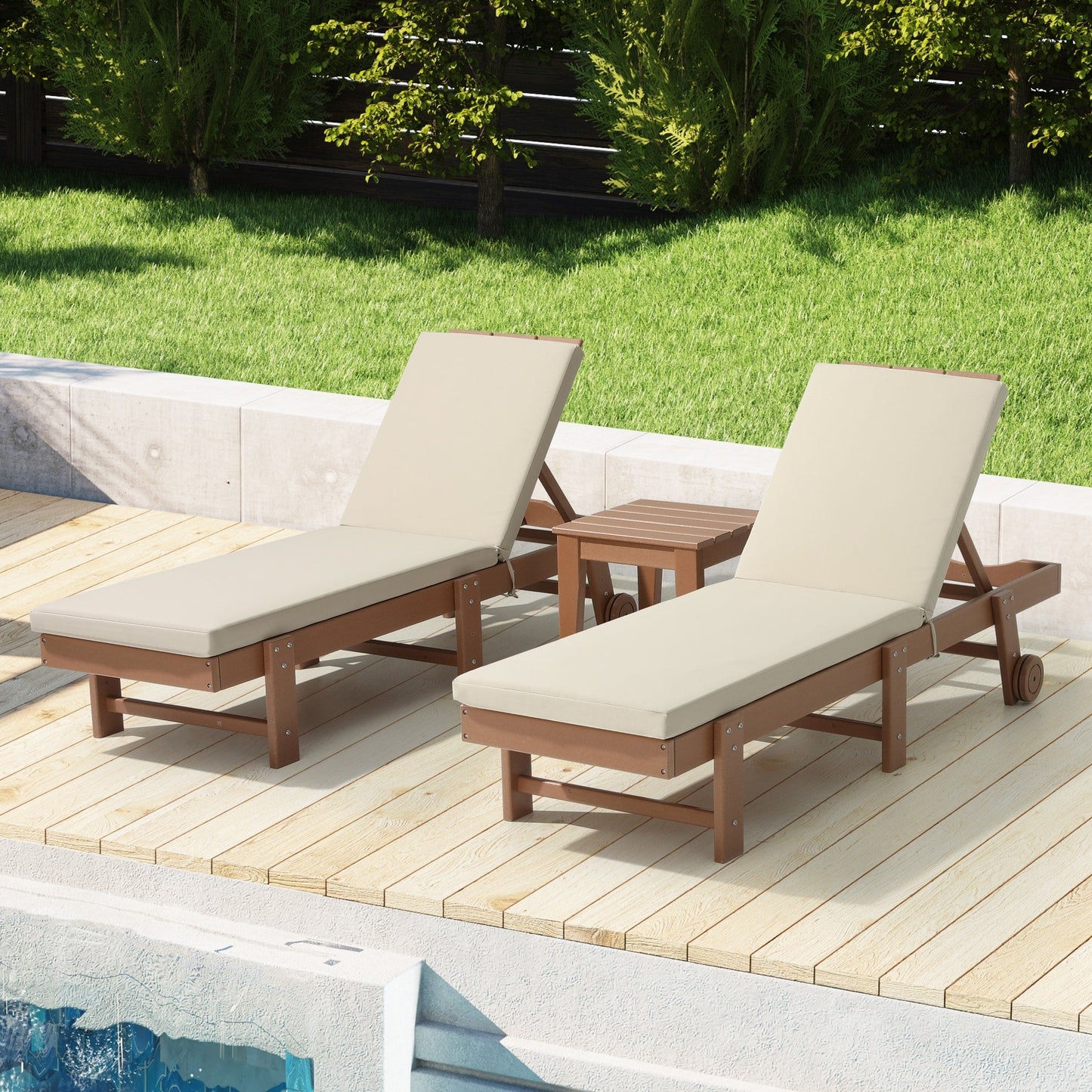 Coussins de chaise longue d'extérieur Polytrends résistants à la décoloration et toutes saisons (lot de 2)