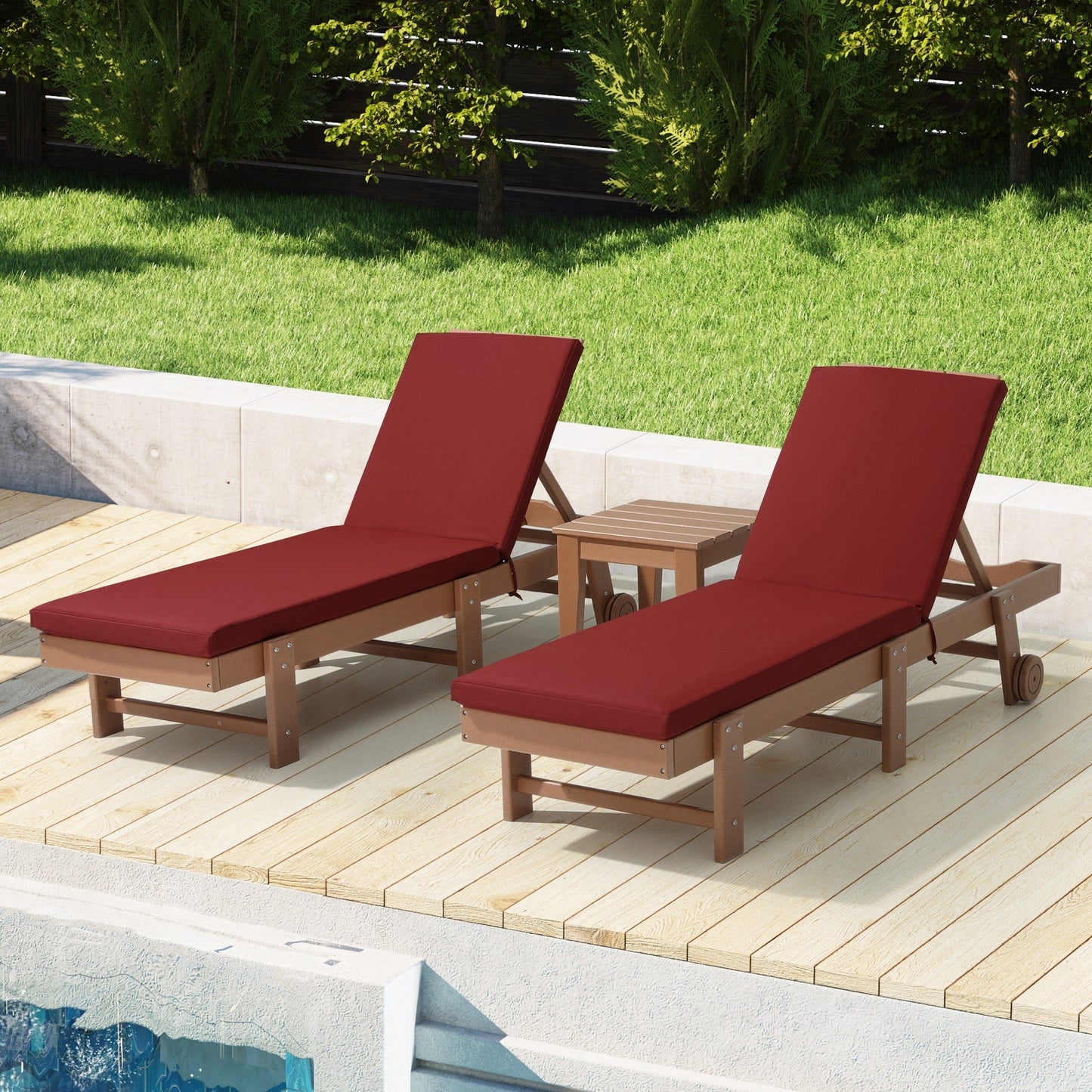 Coussins de chaise longue d'extérieur Polytrends résistants à la décoloration et toutes saisons (lot de 2)