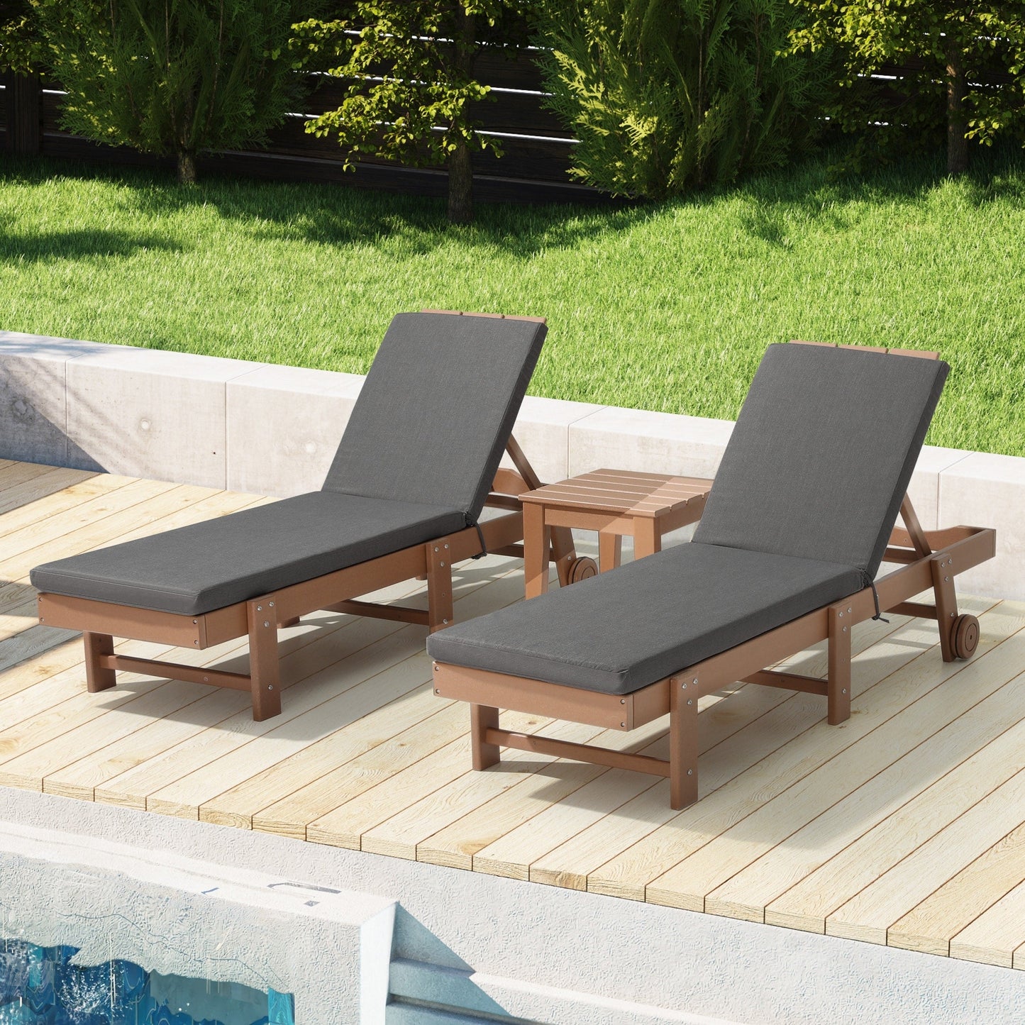 Coussins de chaise longue d'extérieur Polytrends résistants à la décoloration et toutes saisons (lot de 2)