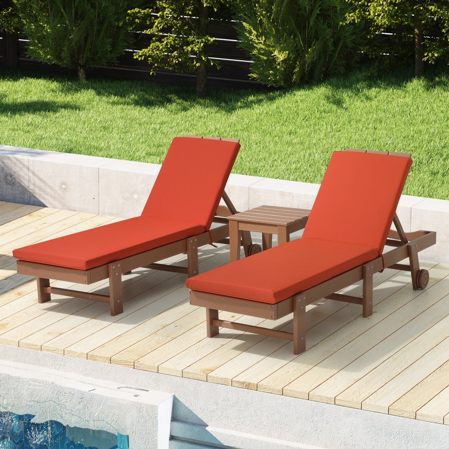 Coussins de chaise longue d'extérieur Polytrends résistants à la décoloration et toutes saisons (lot de 2)