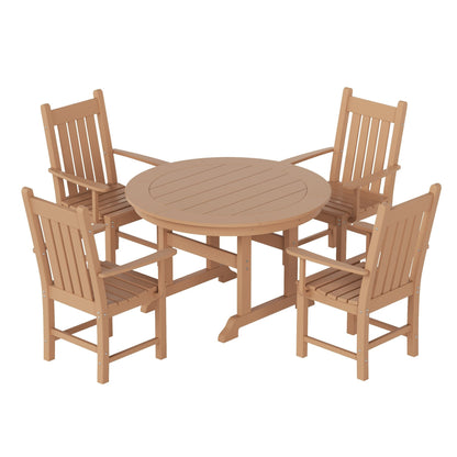 Ensemble de salle à manger d'extérieur Polytrends Laguna en PEHD, toutes saisons, avec table ronde et fauteuils (5 pièces)
