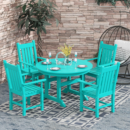 Ensemble de salle à manger d'extérieur Polytrends Laguna en PEHD, toutes saisons, avec table ronde et fauteuils (5 pièces)