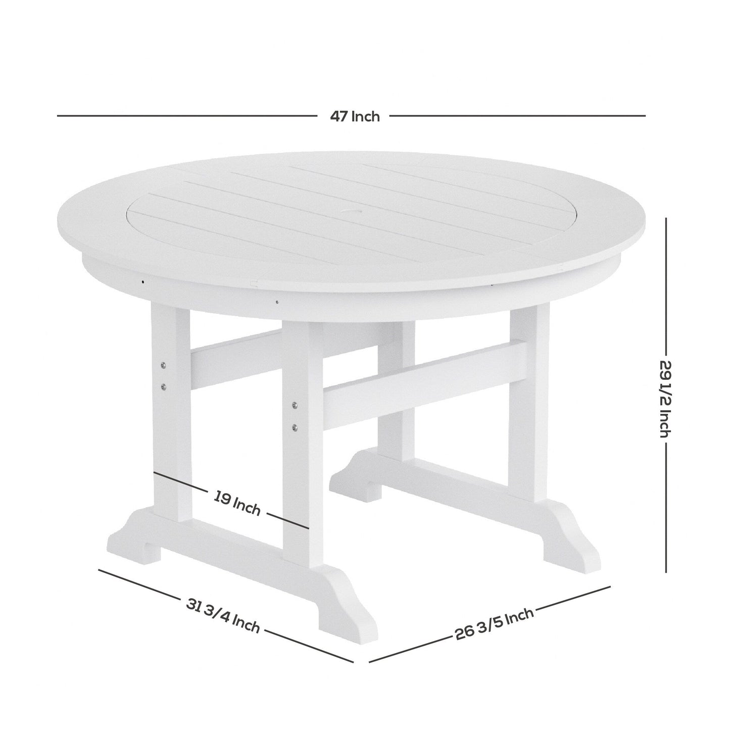 Ensemble de salle à manger d'extérieur Polytrends Laguna en PEHD, toutes saisons, avec table ronde et fauteuils (5 pièces)