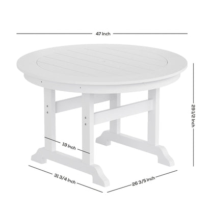 Ensemble de salle à manger d'extérieur Polytrends Laguna en PEHD, toutes saisons, avec table ronde et fauteuils (5 pièces)