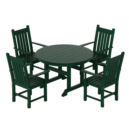 Ensemble de salle à manger d'extérieur Polytrends Laguna en PEHD, toutes saisons, avec table ronde et fauteuils (5 pièces)