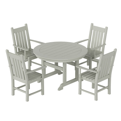 Ensemble de salle à manger d'extérieur Polytrends Laguna en PEHD, toutes saisons, avec table ronde et fauteuils (5 pièces)