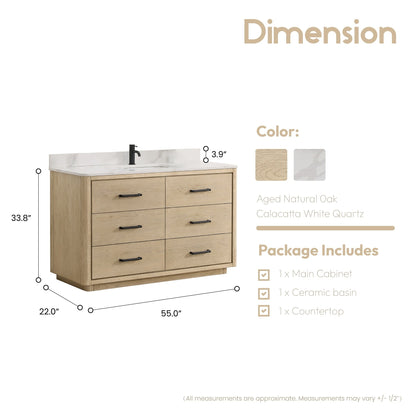Meuble-lavabo Porto avec dessus en quartz blanc sans miroir