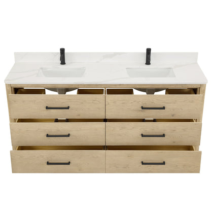 Meuble-lavabo Porto avec dessus en quartz blanc sans miroir